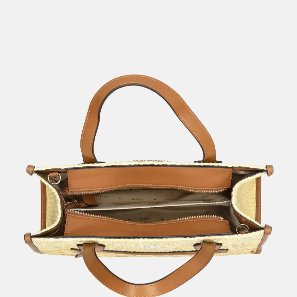 Handtassen^Guess Silvana handtas cognac logo