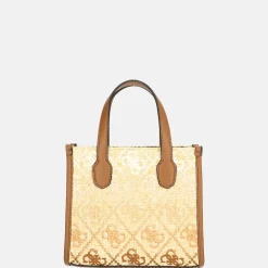 Handtassen^Guess Silvana handtas mini cognac logo