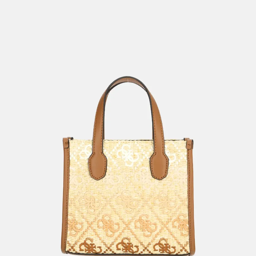 Handtassen^Guess Silvana handtas mini cognac logo