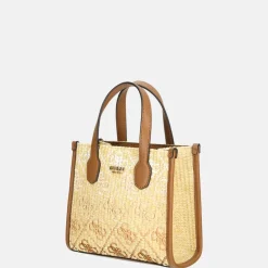 Handtassen^Guess Silvana handtas mini cognac logo