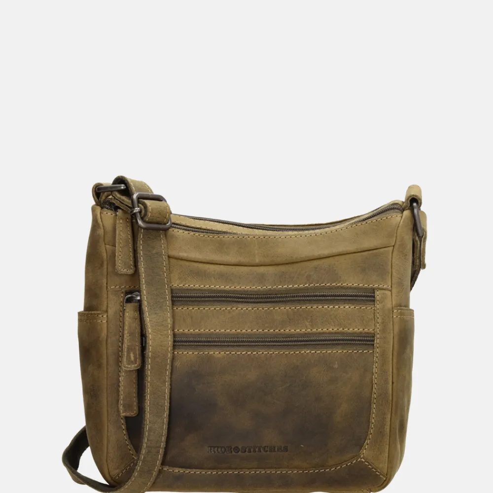 Crossbody Tassen^Hide & Stitches crossbody tas olijfgroen