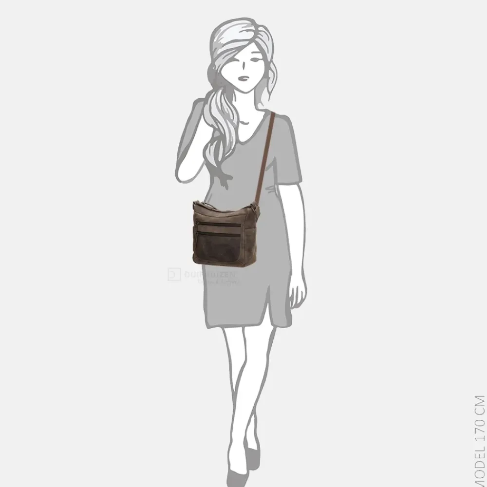 Crossbody Tassen^Hide & Stitches crossbody tas donkerbruin