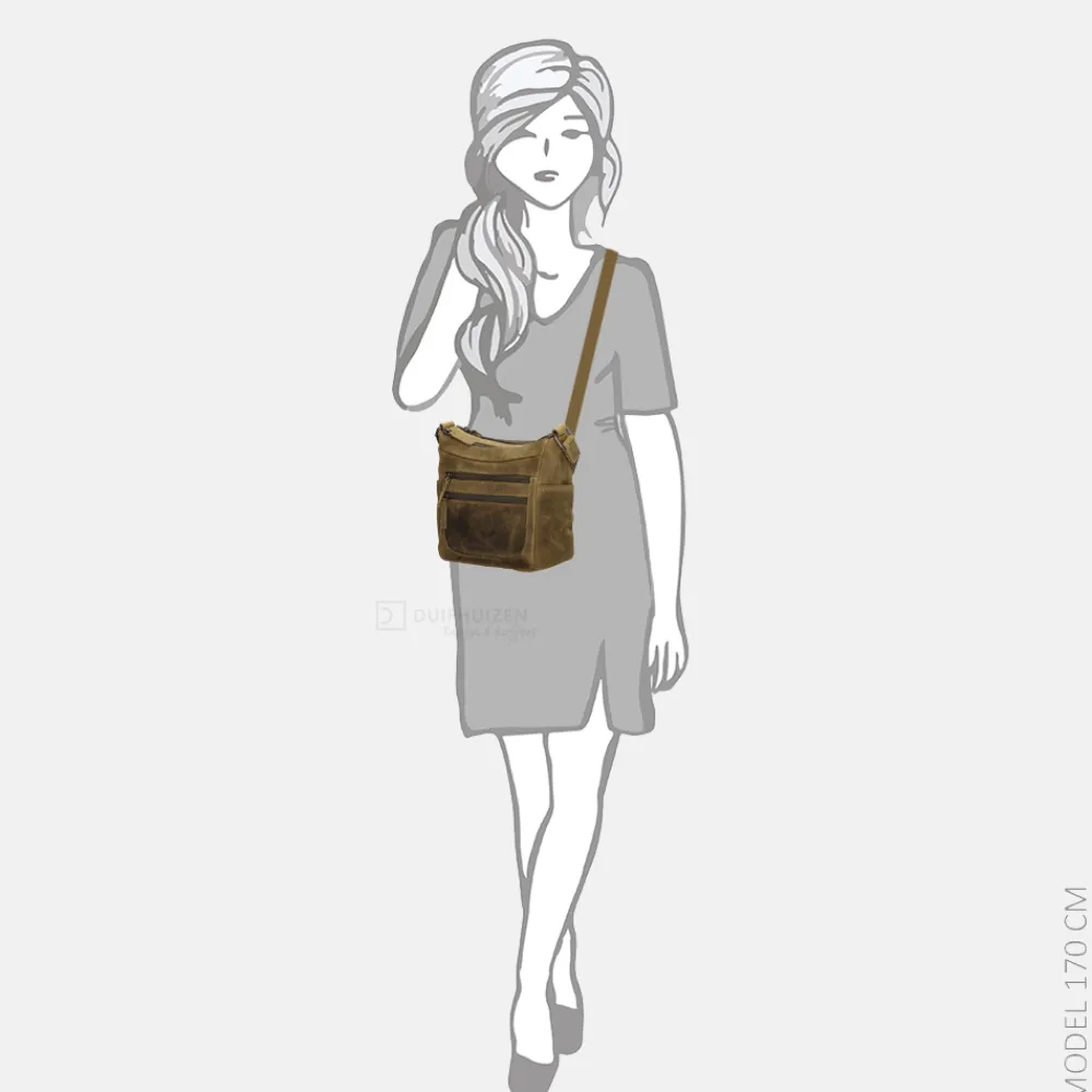 Crossbody Tassen^Hide & Stitches crossbody tas olijfgroen