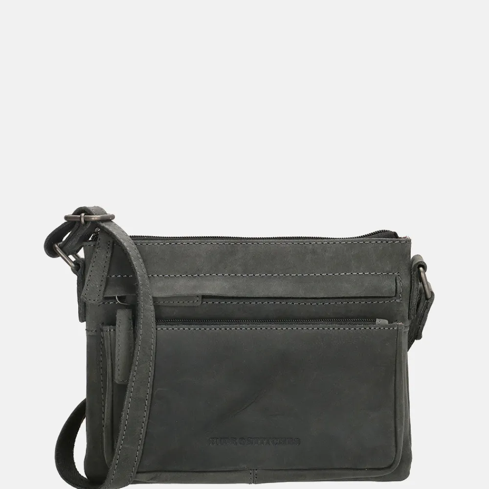 Crossbody Tassen^Hide & Stitches Idaho crossbody tas black
