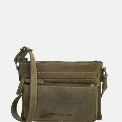 Crossbody Tassen^Hide & Stitches Idaho crossbody tas olijfgroen