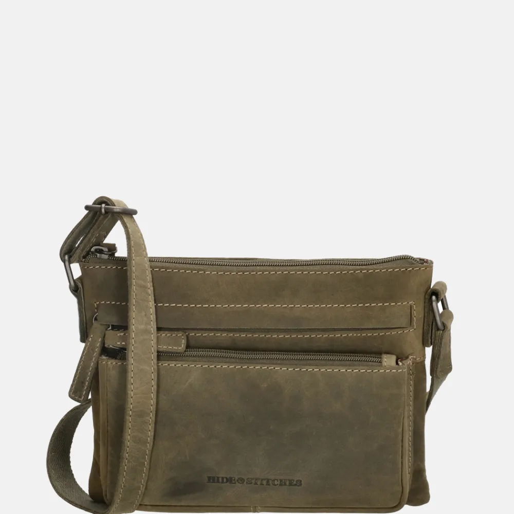 Crossbody Tassen^Hide & Stitches Idaho crossbody tas olijfgroen