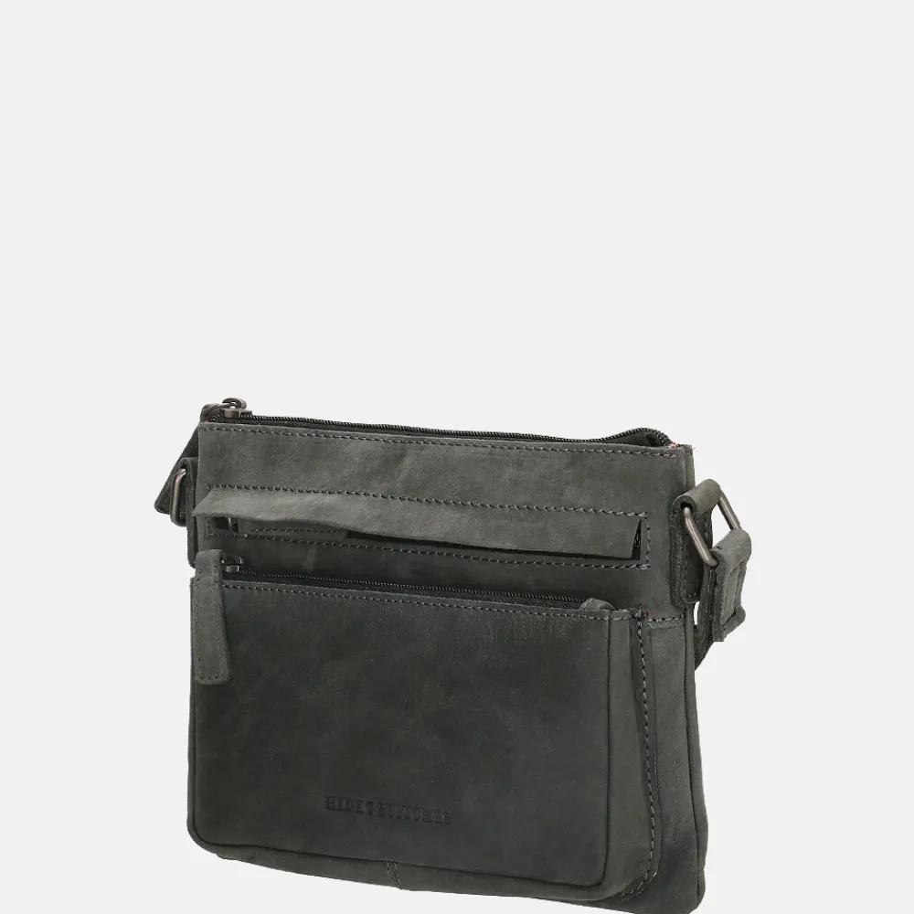 Crossbody Tassen^Hide & Stitches Idaho crossbody tas black