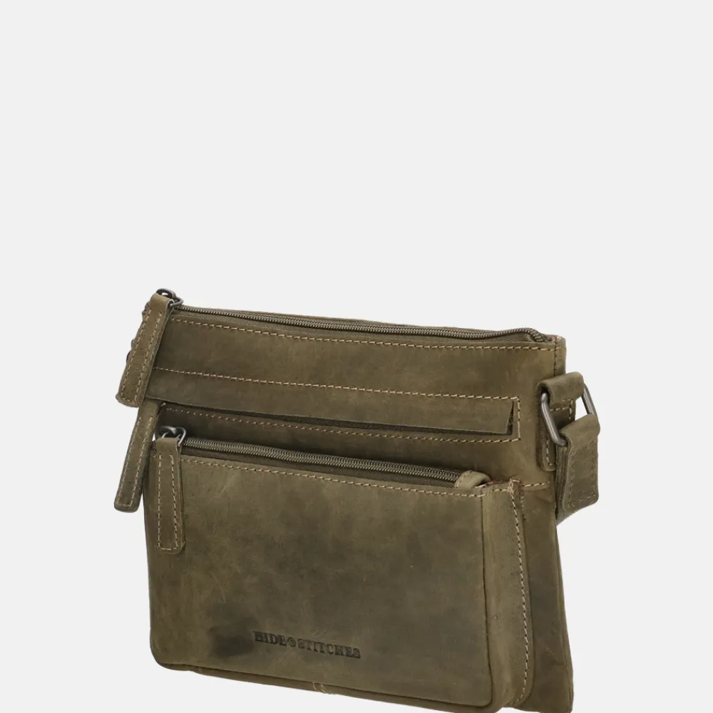 Crossbody Tassen^Hide & Stitches Idaho crossbody tas olijfgroen