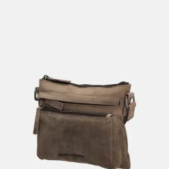 Schoudertassen^Hide & Stitches Idaho crossbody tas donkerbruin