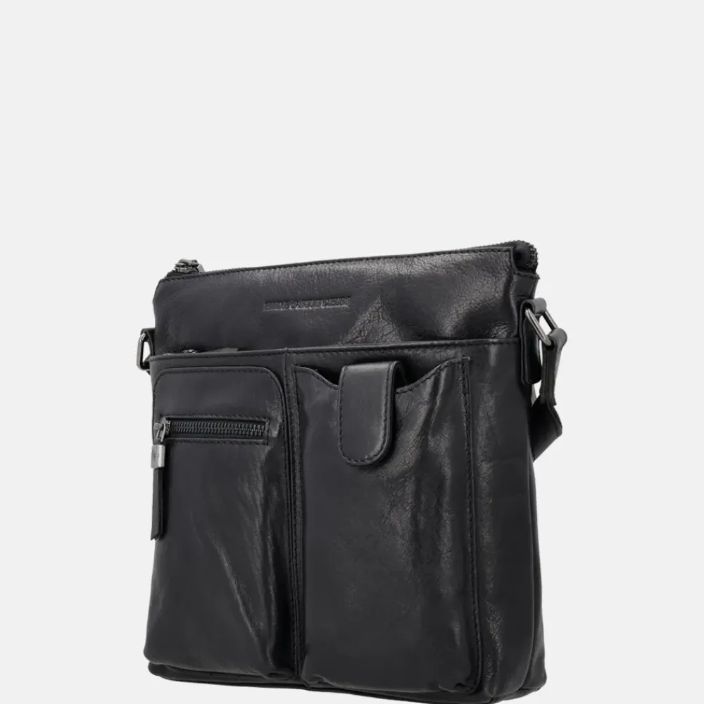 Crossbody Tassen^Hide & Stitches Idaho crossbody tas zwart