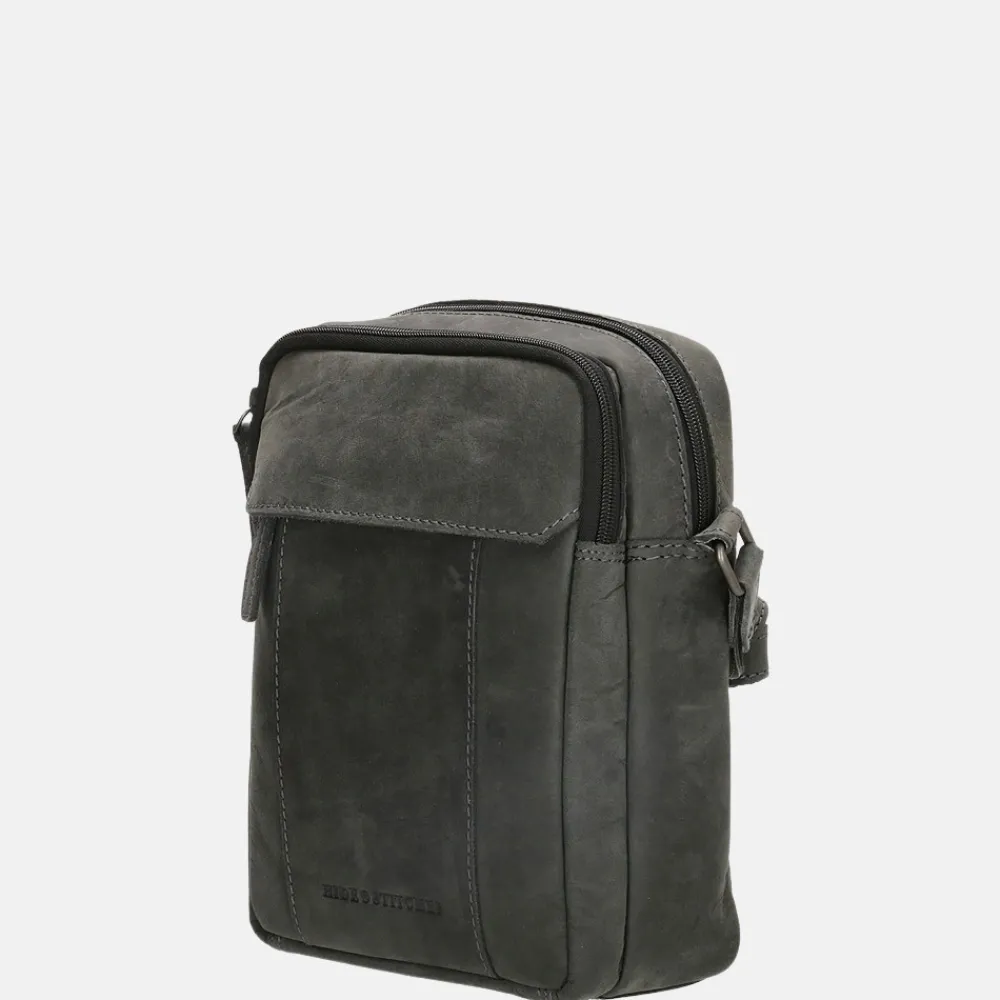 Crossbody Tassen^Hide & Stitches Idaho crossbody tas black
