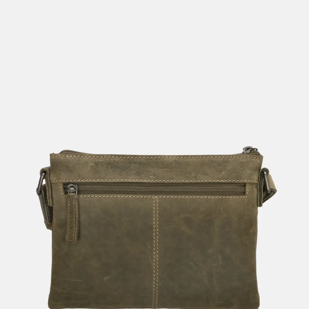 Crossbody Tassen^Hide & Stitches Idaho crossbody tas olijfgroen