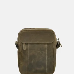 Crossbody Tassen^Hide & Stitches Idaho crossbody tas olive green