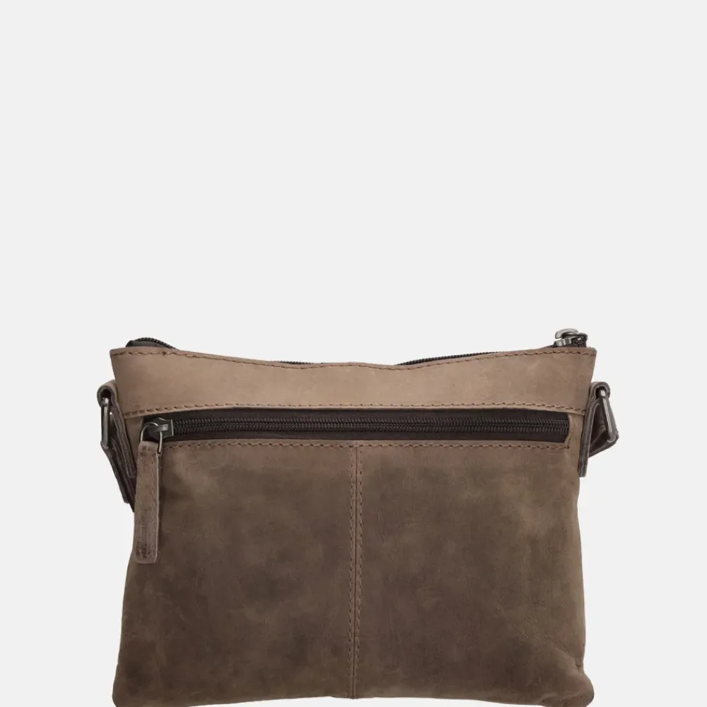 Schoudertassen^Hide & Stitches Idaho crossbody tas donkerbruin