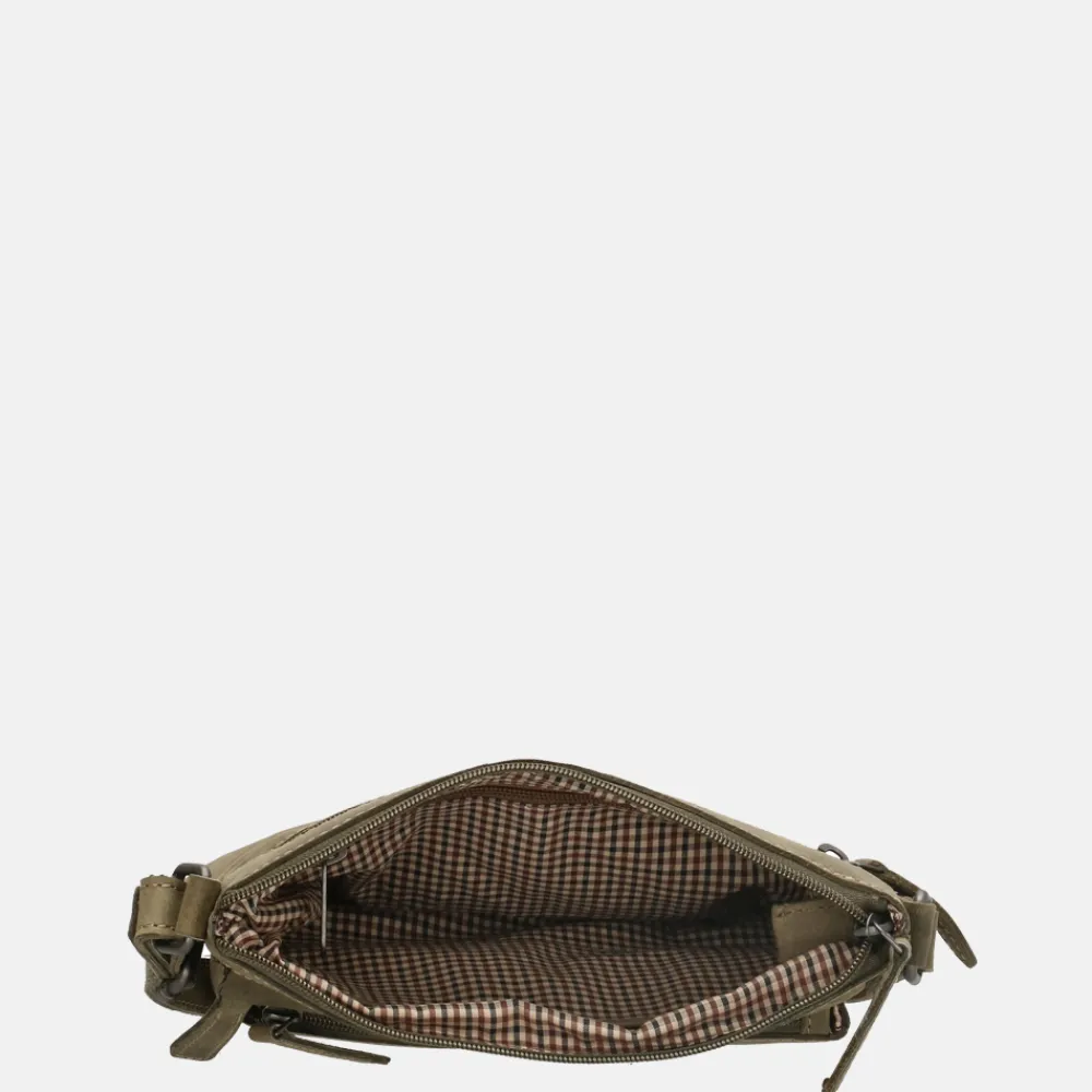 Crossbody Tassen^Hide & Stitches Idaho crossbody tas olijfgroen