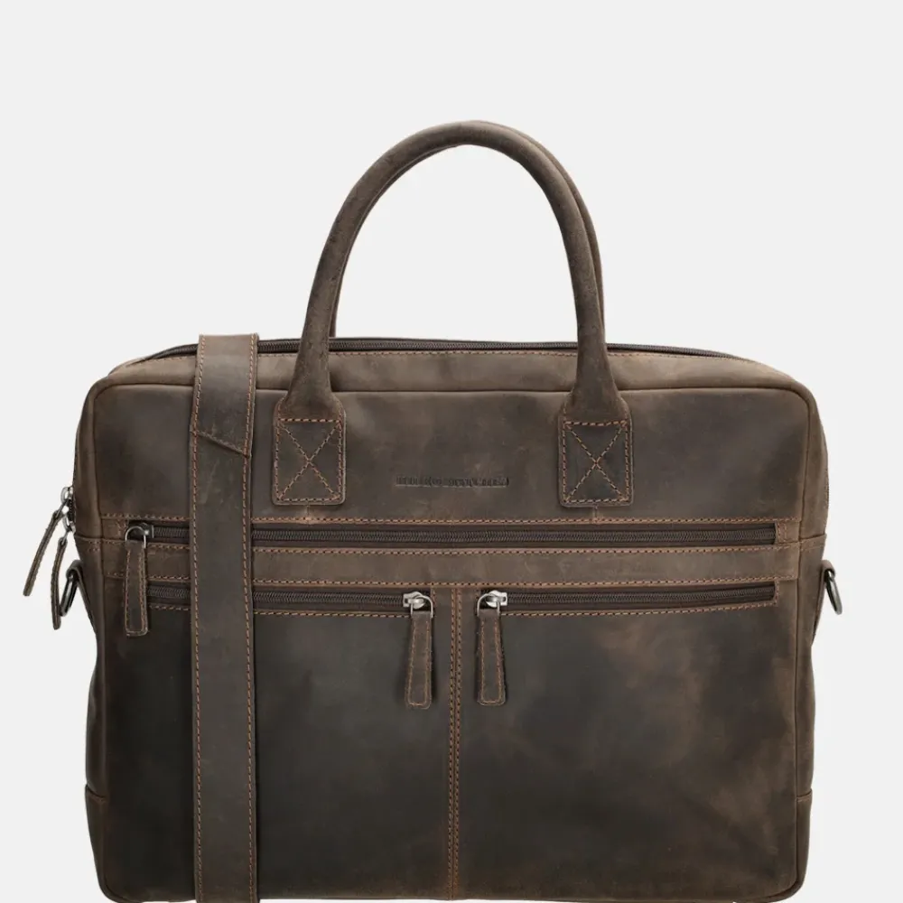 Heren Laptoptassen^Hide & Stitches Idaho laptoptas 15 inch donkerbruin