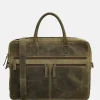 Heren Laptoptassen^Hide & Stitches Idaho laptoptas 15 inch olijfgroen