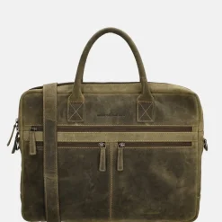 Heren Laptoptassen^Hide & Stitches Idaho laptoptas 15 inch olijfgroen