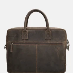 Heren Laptoptassen^Hide & Stitches Idaho laptoptas 15 inch donkerbruin
