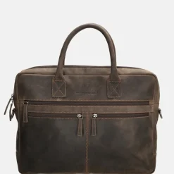 Heren Laptoptassen^Hide & Stitches Idaho laptoptas 15 inch donkerbruin
