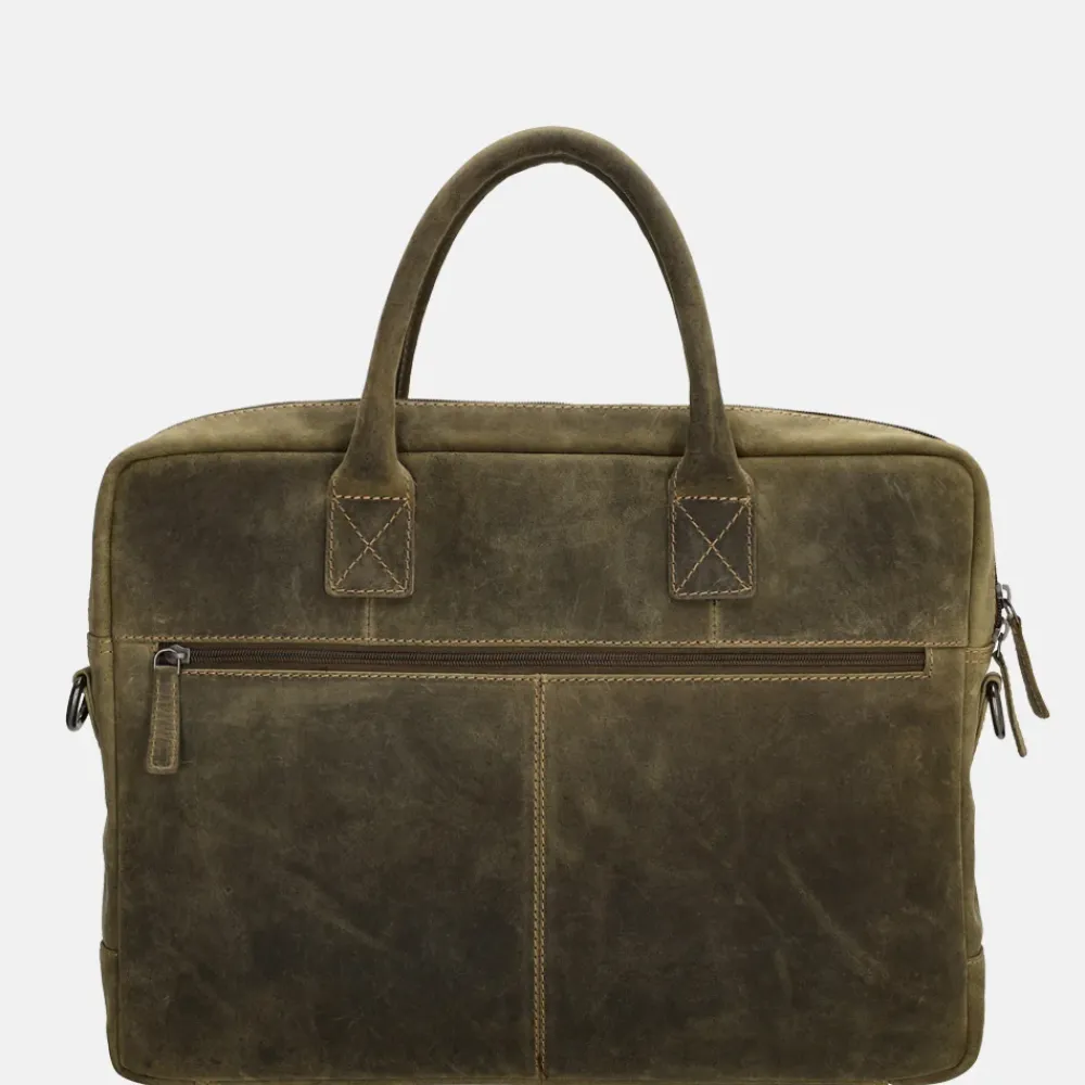Heren Laptoptassen^Hide & Stitches Idaho laptoptas 15 inch olijfgroen