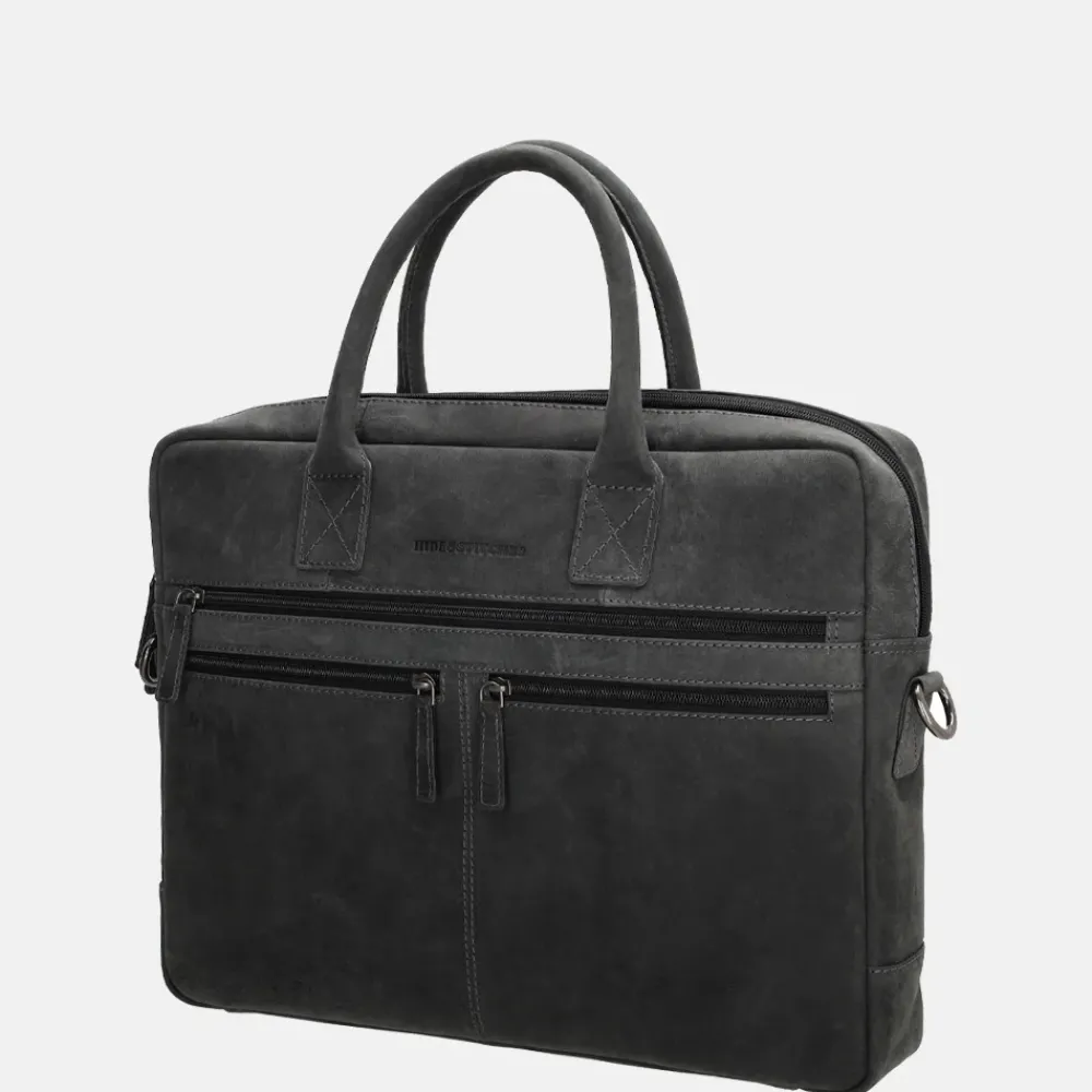 Heren Laptoptassen^Hide & Stitches Idaho laptoptas 15 inch zwart