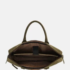 Heren Laptoptassen^Hide & Stitches Idaho laptoptas 15 inch olijfgroen