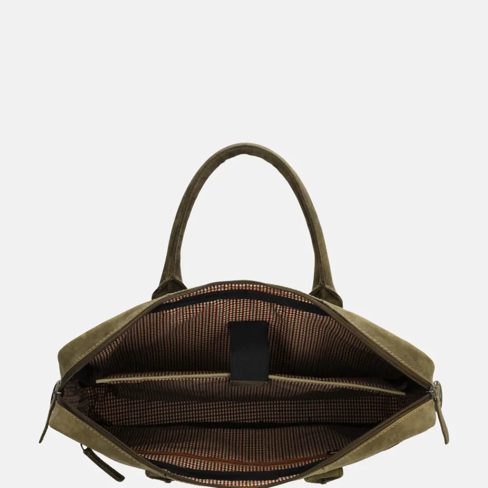 Heren Laptoptassen^Hide & Stitches Idaho laptoptas 15 inch olijfgroen