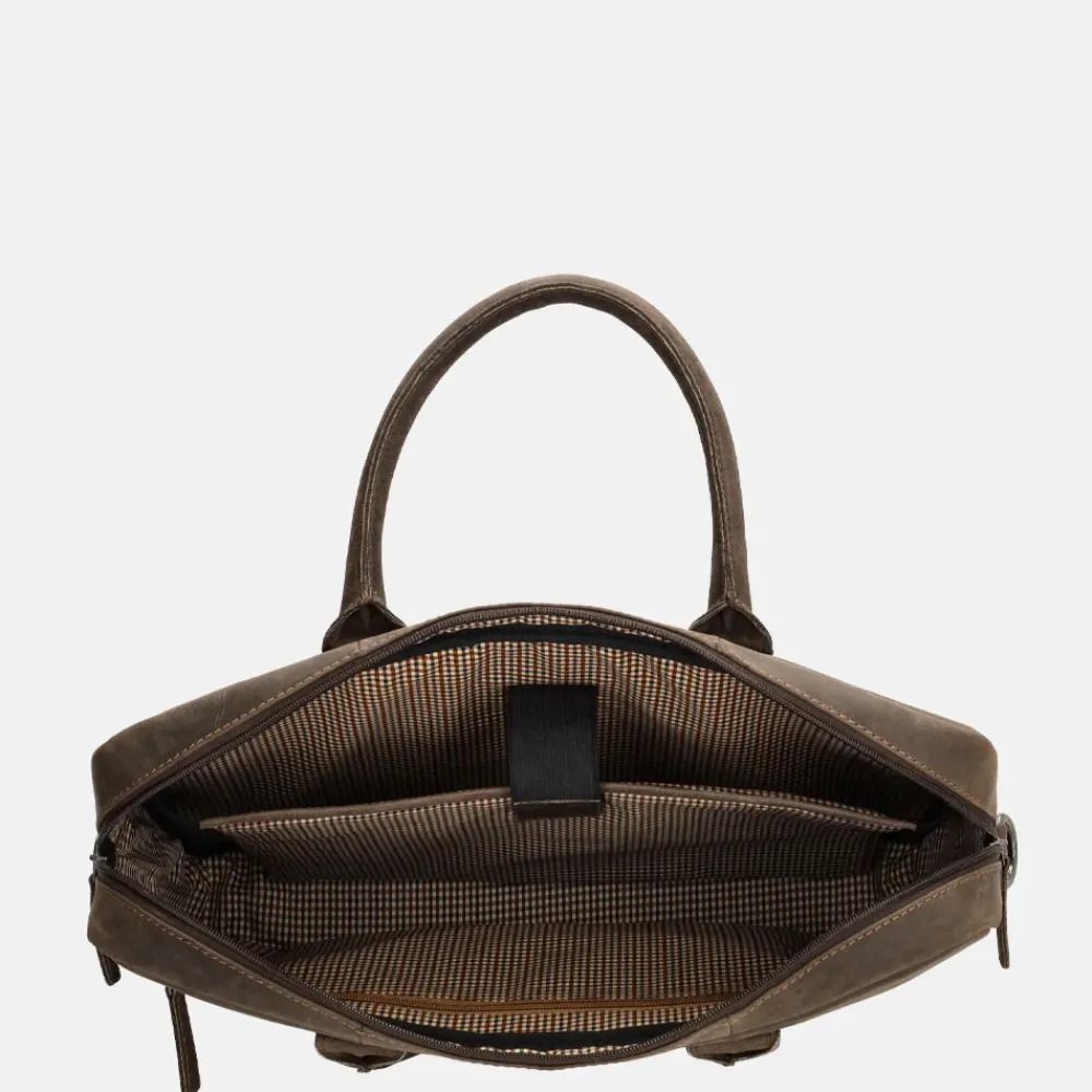 Heren Laptoptassen^Hide & Stitches Idaho laptoptas 15 inch donkerbruin