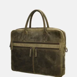 Heren Laptoptassen^Hide & Stitches Idaho laptoptas 15 inch olijfgroen
