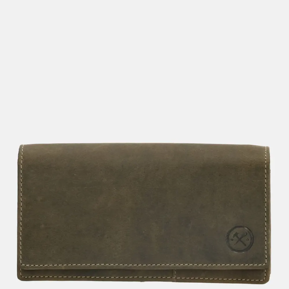 Dames Portemonnees^Hide & Stitches Idaho portemonnee olijfgroen