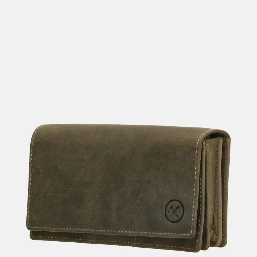 Dames Portemonnees^Hide & Stitches Idaho portemonnee olijfgroen