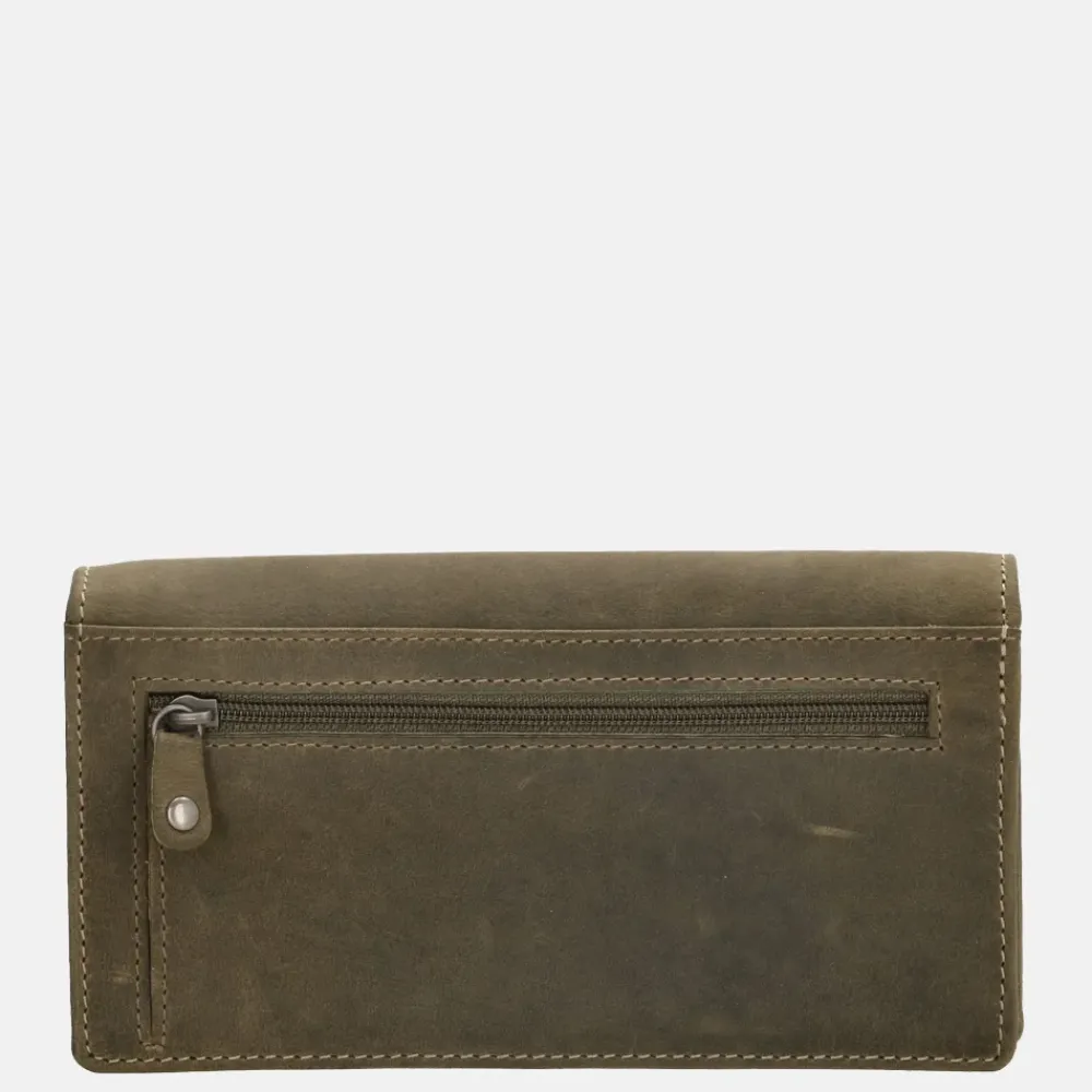 Dames Portemonnees^Hide & Stitches Idaho portemonnee olijfgroen