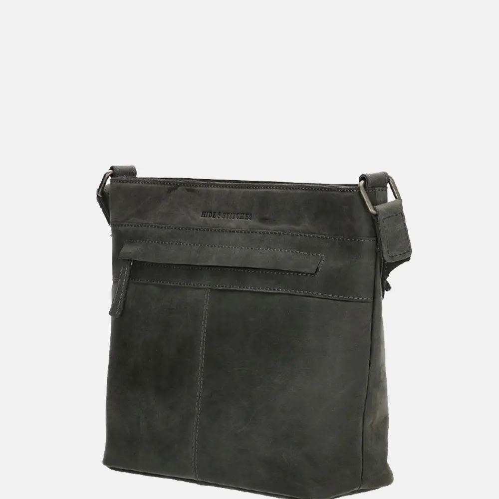 Schoudertassen^Hide & Stitches Idaho schoudertas black