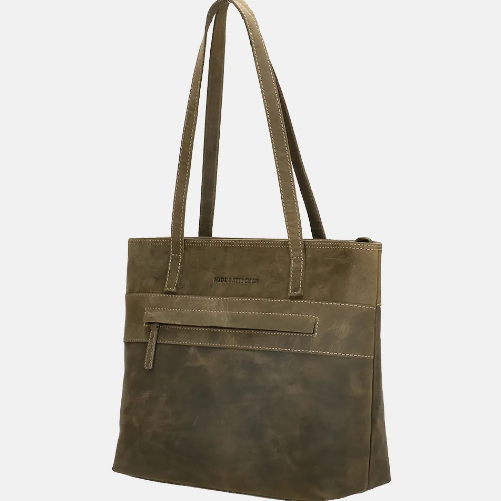 Shoppers^Hide & Stitches Idaho shopper olive green