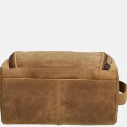 Toilettassen^Hide & Stitches Idaho toilettas bruin