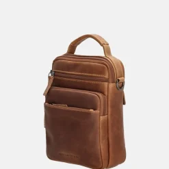 Schoudertassen^Hide & Stitches Japura reporter schoudertas cognac