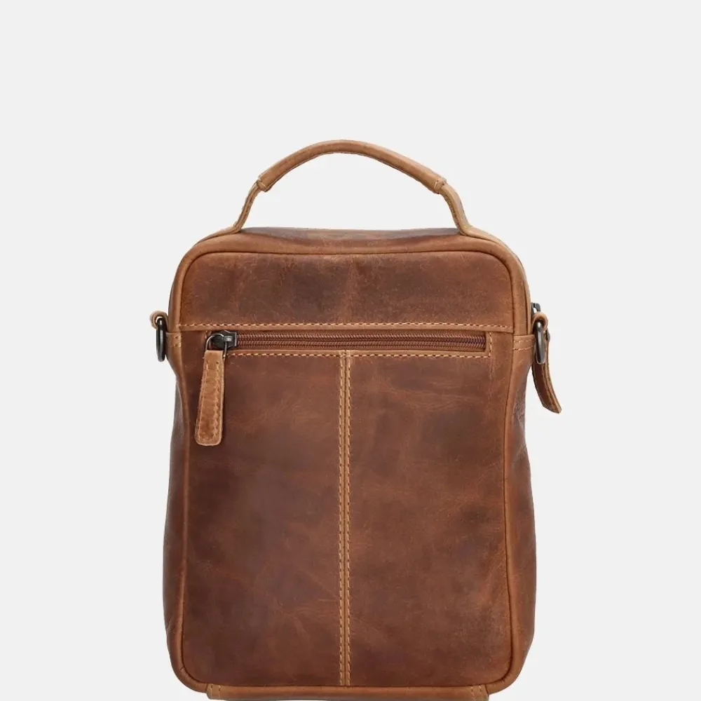Schoudertassen^Hide & Stitches Japura reporter schoudertas cognac