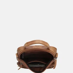 Schoudertassen^Hide & Stitches Japura reporter schoudertas cognac