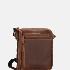Schoudertassen^Hide & Stitches Japura schoudertas cognac