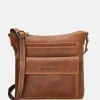 Schoudertassen^Hide & Stitches Japura schoudertas M cognac