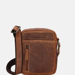 Schoudertassen^Hide & Stitches Japura schoudertas cognac
