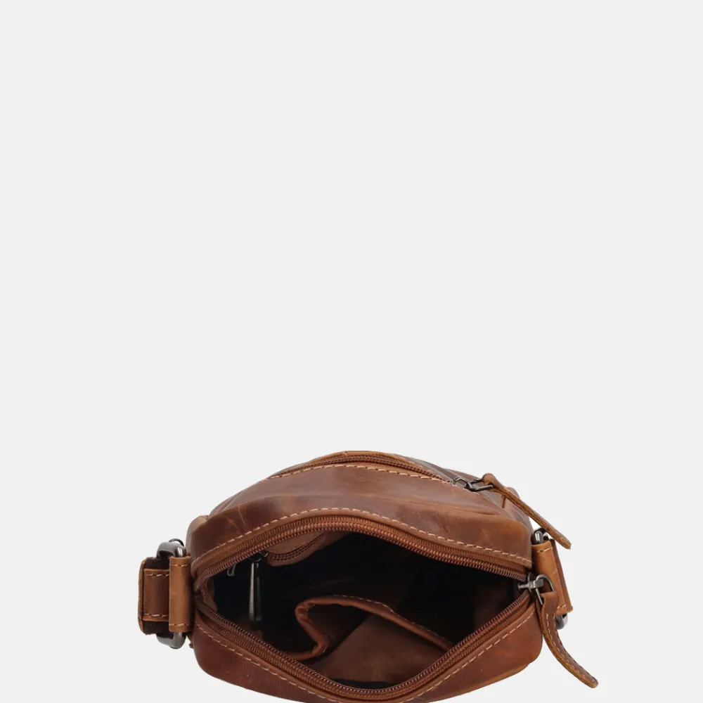 Schoudertassen^Hide & Stitches Japura schoudertas cognac