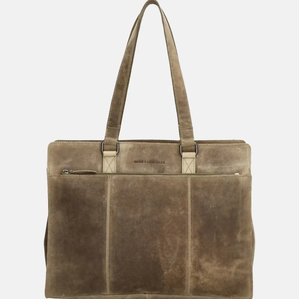 Heren Laptoptassen | Dames Laptoptassen^Hide & Stitches laptoptas 15 inch donkerzand