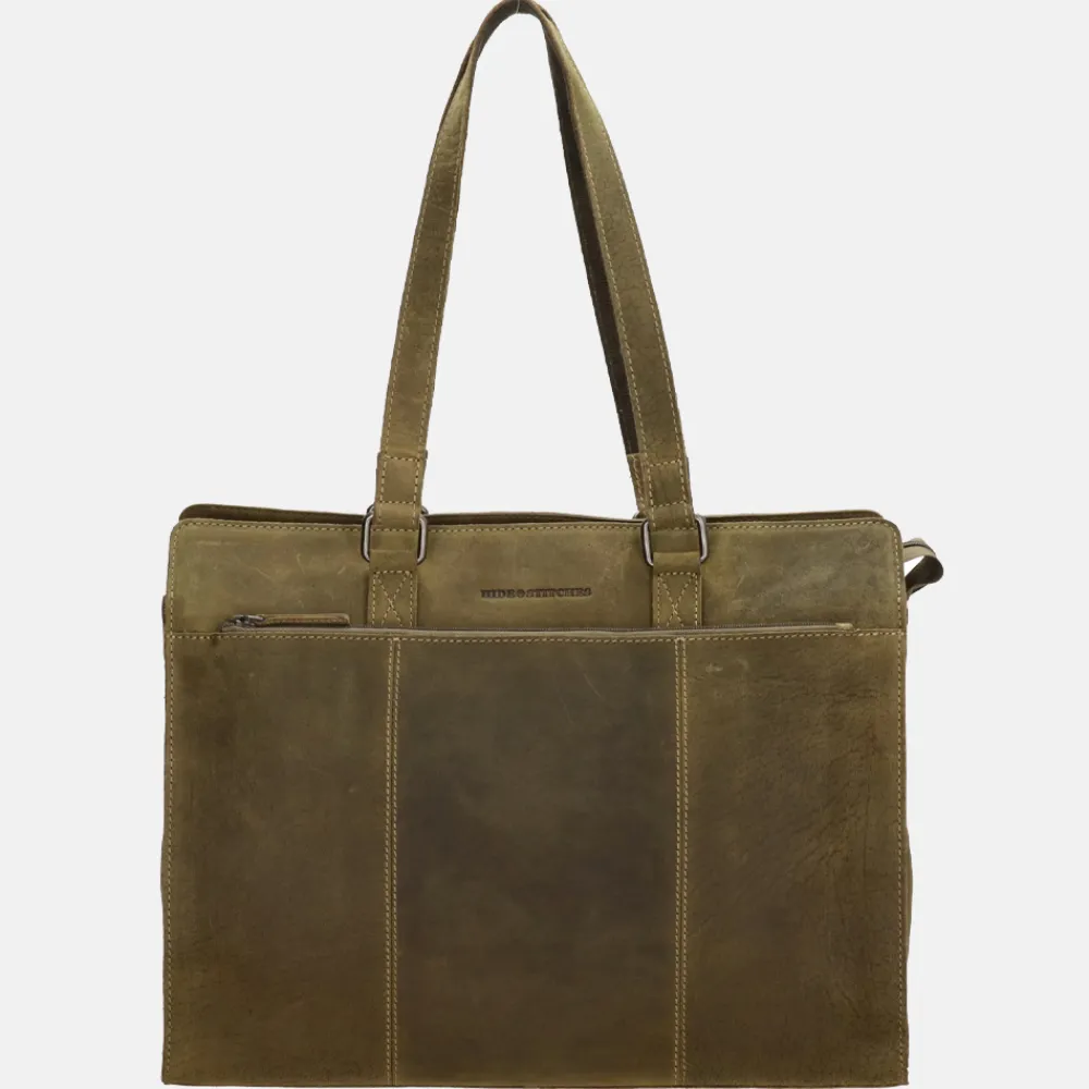 Heren Laptoptassen | Dames Laptoptassen^Hide & Stitches laptoptas 15.6 inch olive green
