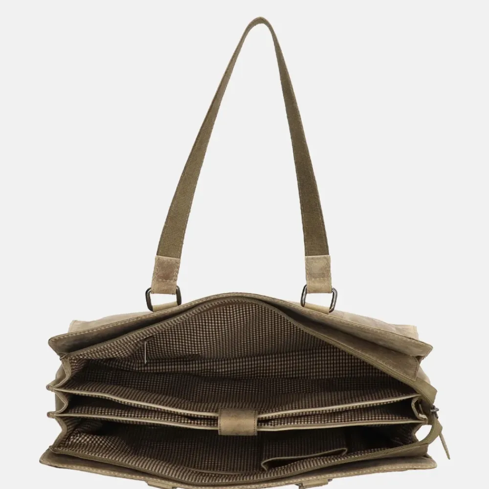 Heren Laptoptassen | Dames Laptoptassen^Hide & Stitches laptoptas 15 inch donkerzand