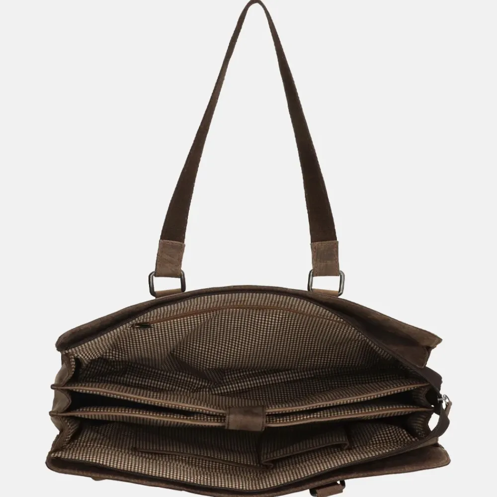 Heren Laptoptassen | Dames Laptoptassen^Hide & Stitches laptoptas 15 inch donkerbruin