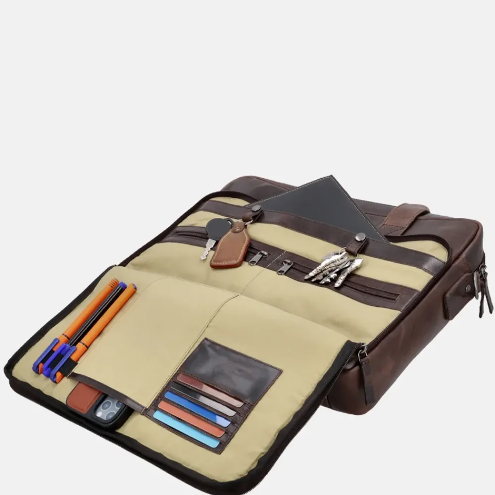 Heren Laptoptassen^Hide & Stitches Next Navajo laptoptas 15.6 inch donkerbruin