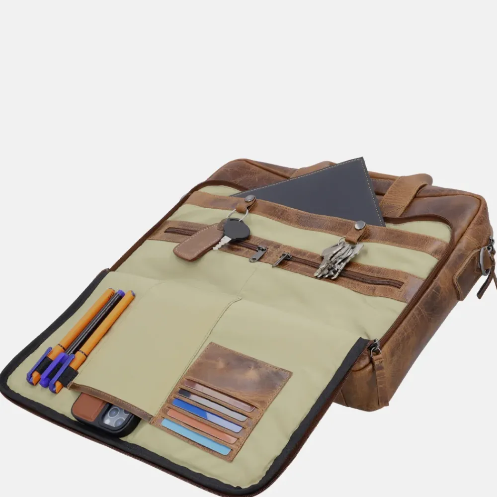 Heren Laptoptassen^Hide & Stitches Next Navajo laptoptas 15.6 inch bruin