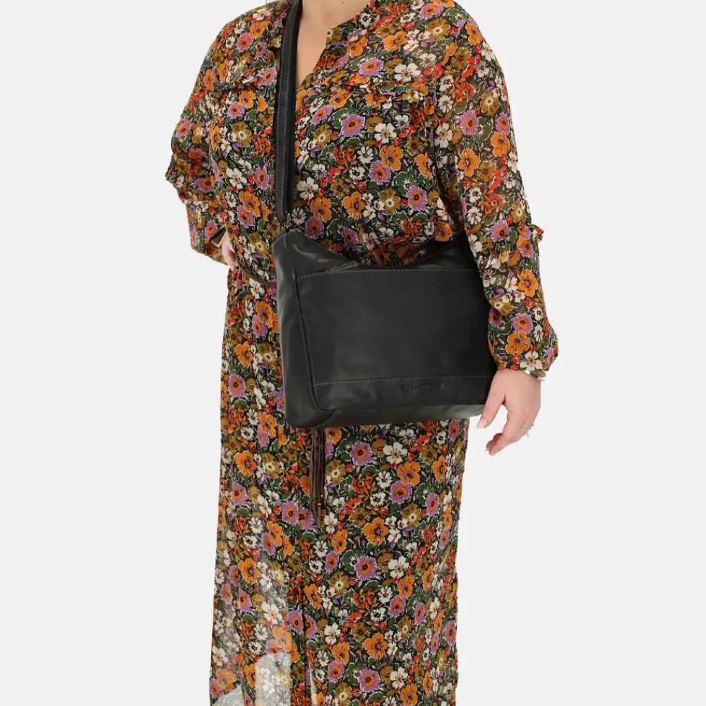 Crossbody Tassen^Hide & Stitches schoudertas M zwart